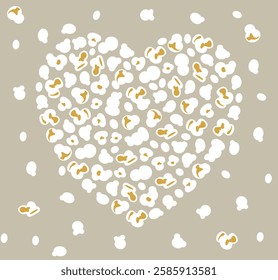 Popcorn heart logo. Isolated popcorn heart on white background