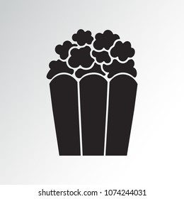 Popcorn icon, black silhouette. Vector illustration