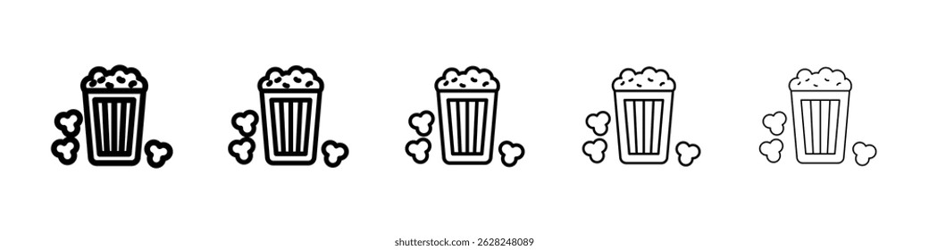 Popcorn icon in black. Vector illustration for graphic design