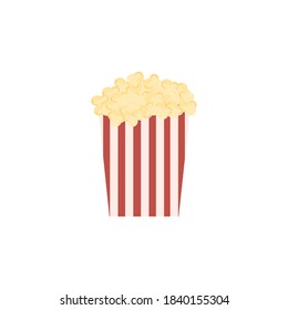 Popcorn icon. Popcorn box isolated on white background. Movie, delicious concept. Vector illustration.