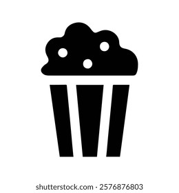 Popcorn icon. Popcorn Bucket Icon.  Cinema concept. Vector illustration of Food while watching a movie, takeaway food and snacks.