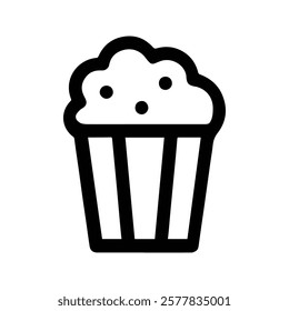 Popcorn icon. Popcorn Bucket Icon.  Cinema concept. Vector illustration of Food while watching a movie, takeaway food and snacks.