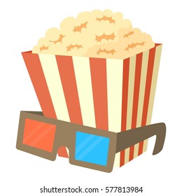 Popcorn icon. Cartoon illustration of popcorn vector icon for web