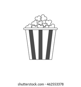 Popcorn icon. Cinema movie line icon in flat design style. White background. Isolated. Vector illustration