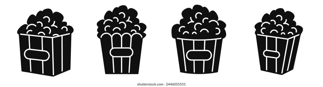 Popcorn icon collection. Stock vector illustration.