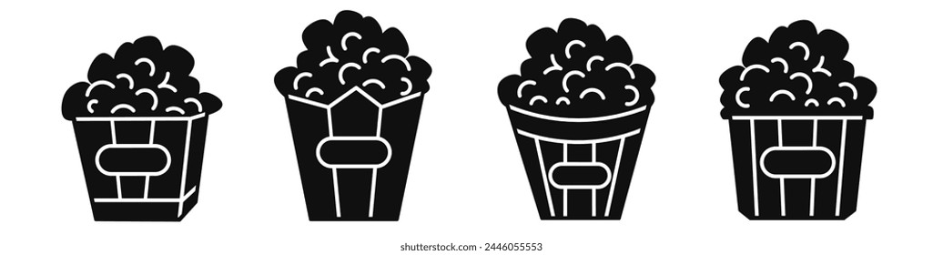 Popcorn icon collection. Stock vector illustration.