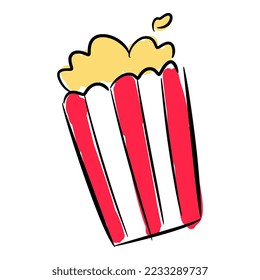 popcorn icon. concept of sport, entertainment, cinema, snack, movie, etc. hand drawn vector illustration.