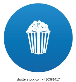 Popcorn Icon Design On Blue Background,vector