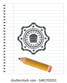 popcorn icon draw with pencil effect. Vector Illustration. Detailed.