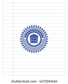 Popcorn-Symbol, gezeichnet mit Stift-Strichen. Blaue Tinte. Vektorillustration Illustration. Detaillierte Angaben.
