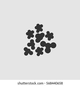 Popcorn icon flat. Black pictogram on grey background. Vector illustration symbol