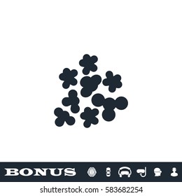 Popcorn icon flat. Black pictogram on white background. Vector illustration symbol and bonus button
