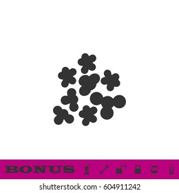 Popcorn icon flat. Black pictogram on white background. Vector illustration symbol and bonus button