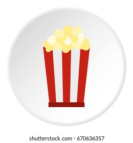 Popcorn icon in flat circle isolated vector illustration for web