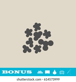 Popcorn icon flat. Grey pictogram on light background. Vector illustration symbol and bonus button real estate, ottoman, vase, tv, fishing rod