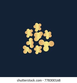 Popcorn icon flat. Simple gold pictogram on dark background. Vector illustration symbol