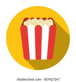 Popcorn icon in flat style isolated on white background. Films and cinema symbol stock vector illustration.