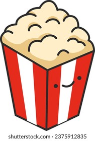 Popcorn icon in flat style on white background. Vector illustration.