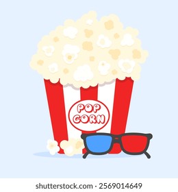 Popcorn icon. Flat style. Vector icons.