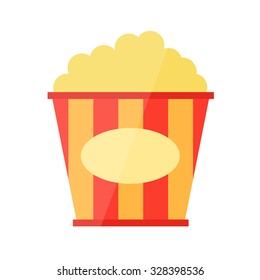 Popcorn icon. Flat vector illustration isolated on white background.