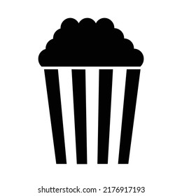 Popcorn icon, full black. Vector illustration, suitable for content design, poster, banner, or video editing needs