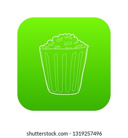 Popcorn icon green vector isolated on white background