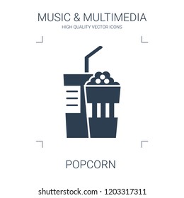 popcorn icon. high quality filled popcorn icon on white background. from music multimedia collection flat trendy vector popcorn symbol. use for web and mobile