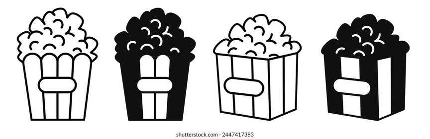 Popcorn icon illustration on white background. Popcorn icon set for business. Stock vector