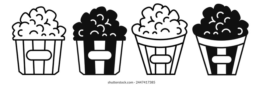 Popcorn icon illustration on white background. Popcorn icon set for business. Stock vector