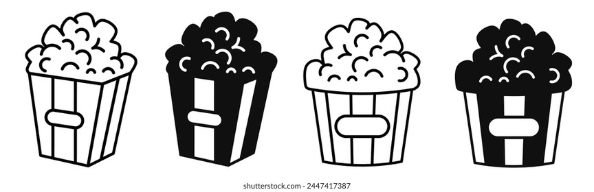 Popcorn icon illustration on white background. Popcorn icon set for business. Stock vector