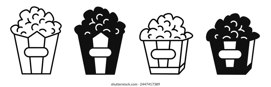 Popcorn icon illustration on white background. Popcorn icon set for business. Stock vector