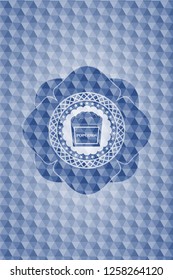 popcorn icon inside blue hexagon badge.