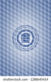 popcorn icon inside blue hexagon badge.