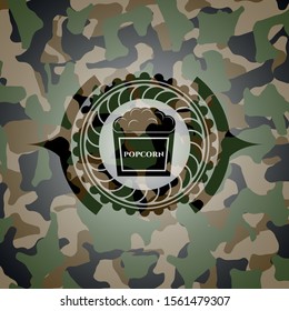 popcorn icon inside camo emblem