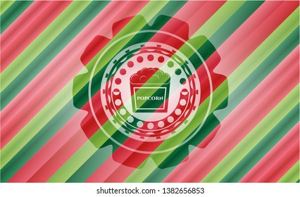 popcorn icon inside christmas colors style emblem.