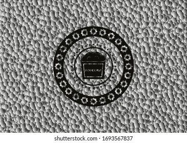popcorn icon inside dark emblem with grey bubbles background. Retro. Vector Illustration. Detailed.