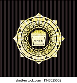 popcorn icon inside gold shiny emblem