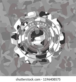 popcorn icon inside grey camo texture