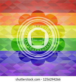 popcorn icon inside lgbt colors emblem 