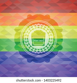 popcorn icon inside lgbt colors emblem 