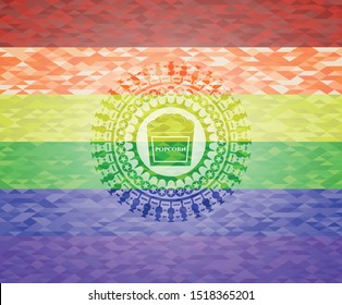 popcorn icon inside lgbt colors emblem 