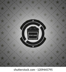 popcorn icon inside realistic black emblem