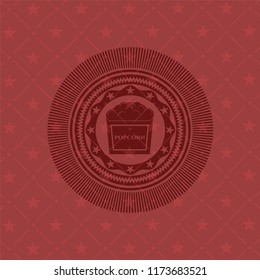 popcorn icon inside red emblem. Vintage.