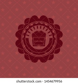 popcorn icon inside red emblem. Vintage.