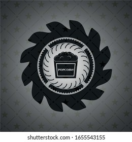 ícono de palomitas dentro del emblema negro estilo retro