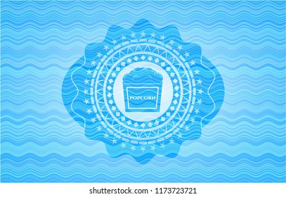 popcorn icon inside water representation emblem background.