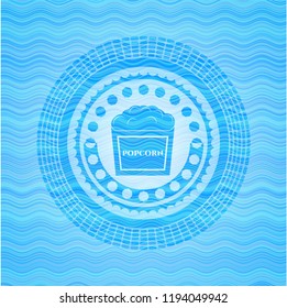 popcorn icon inside water representation emblem background.