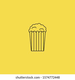 Popcorn icon isolated on Yellow Background. Fast Food Concept. - Vector