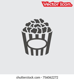 Popcorn icon isolated sign symbol and flat style for app, web and digital design. Vector illustration.