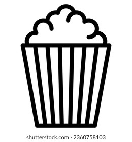 popcorn icon in line style isolated on white background. Fastfood icon, vector illustration for graphic design projects